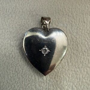Vintage Solid 14K White Gold Diamond Heart Locket Pendant w 18K Bail 2.98 Grams